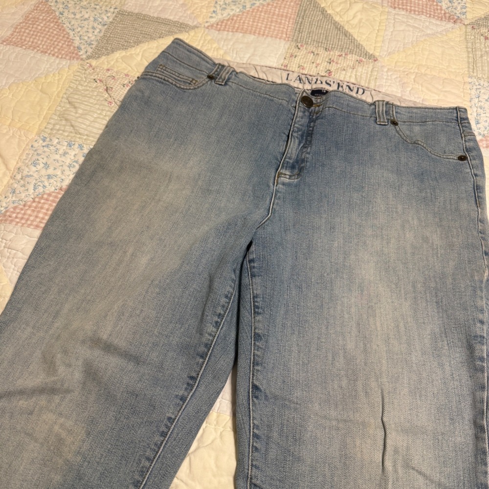 VTG Lands End Original Fit Classic Waist Boot Leg Jeans Light Wash Blue Size 18